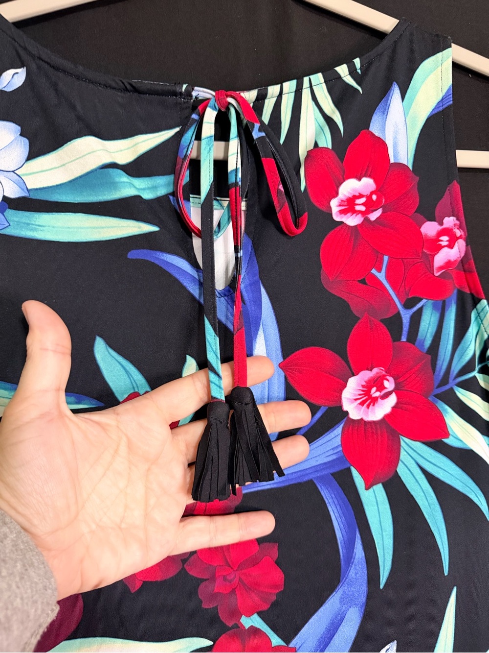 Tommy Bahama Dress XL midnight Orchid High Neck Dark Floral NWT Tropical Cruise - Picture 4 of 8